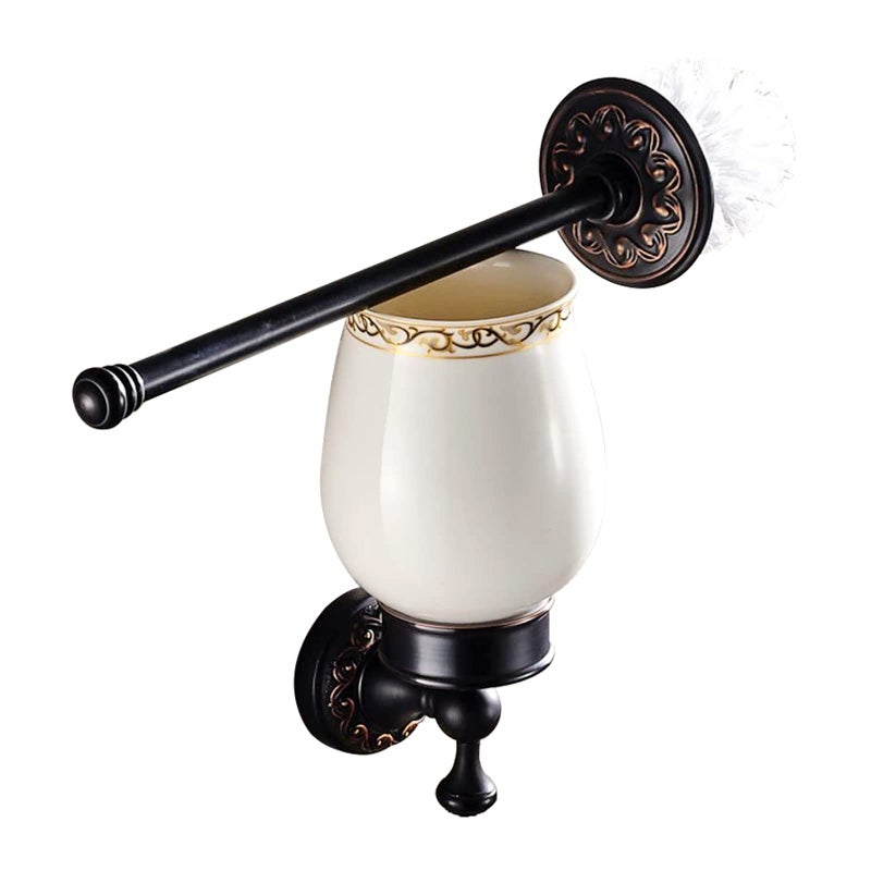 Leyden Bronze Toilet Brush Holder,Oil Rubbed Bronze Toilet Brush Plunge Retro Toilet Bowl Brush Bathroom Accessories Wall Mounted - Image 1